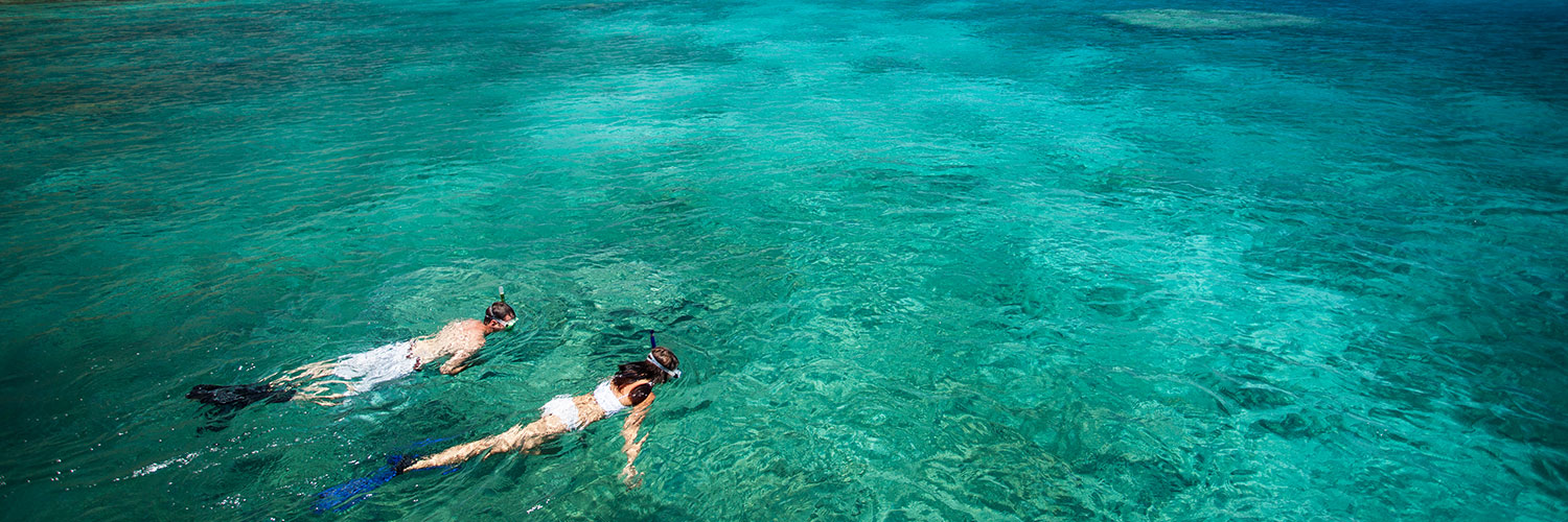 View of guest snorkeling from a distance on Lizard Island