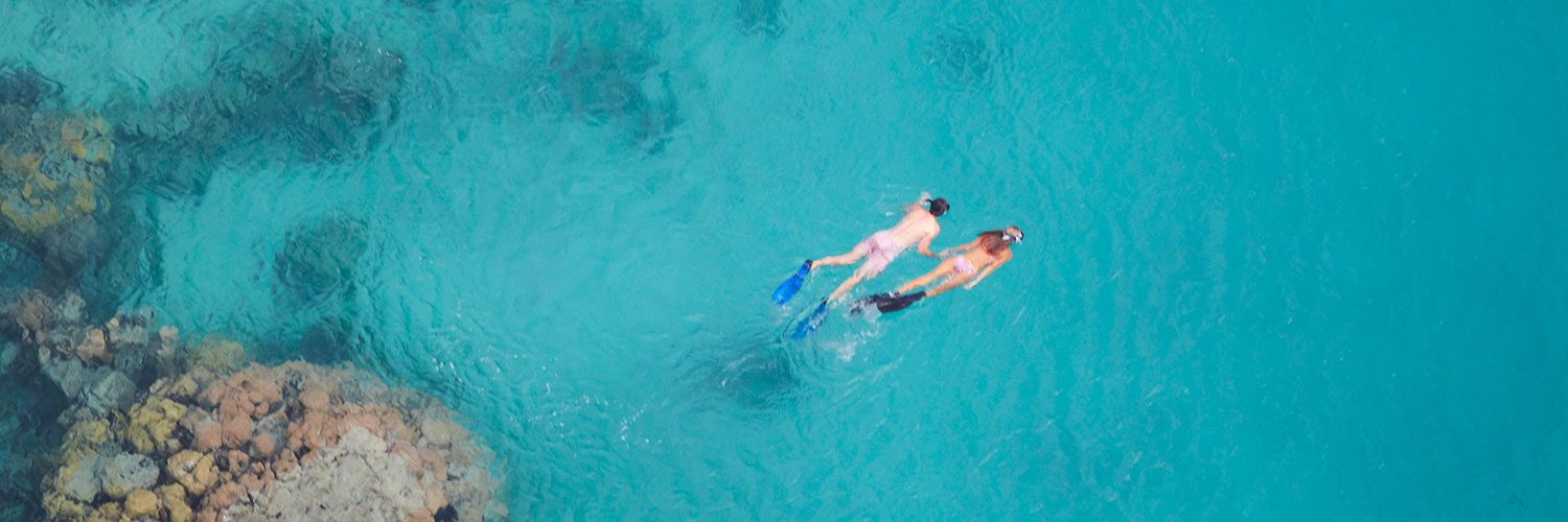 View of guest snorkeling from a distance on Lizard Island